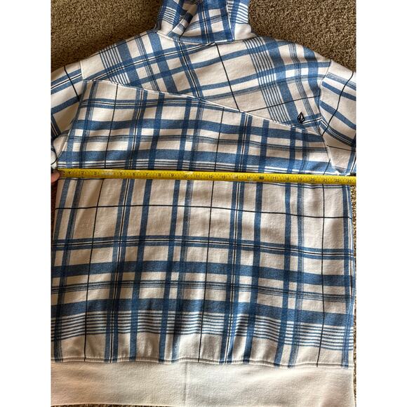 Volcom Tartan Plaid White and Blue Large Sherpa Lined Full Zip Jacket - Picture 6 of 8